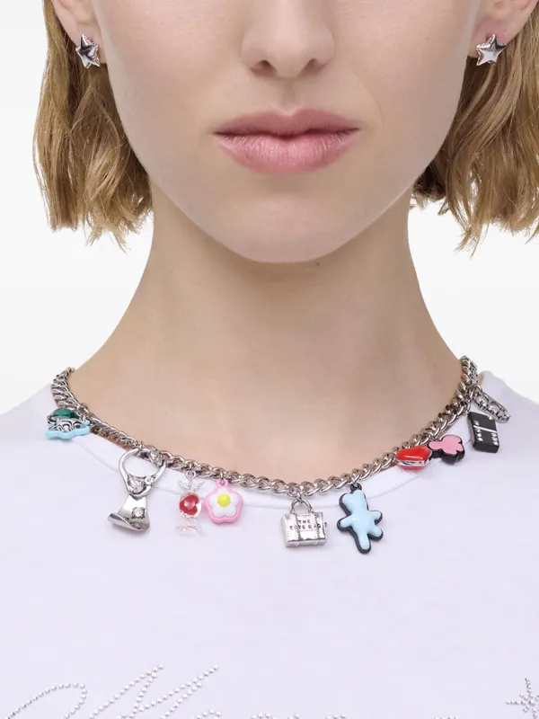 超ポイントアップ祭 Marc Jacobs Sticker チャーム ネックレス | シルバートーン バッグ