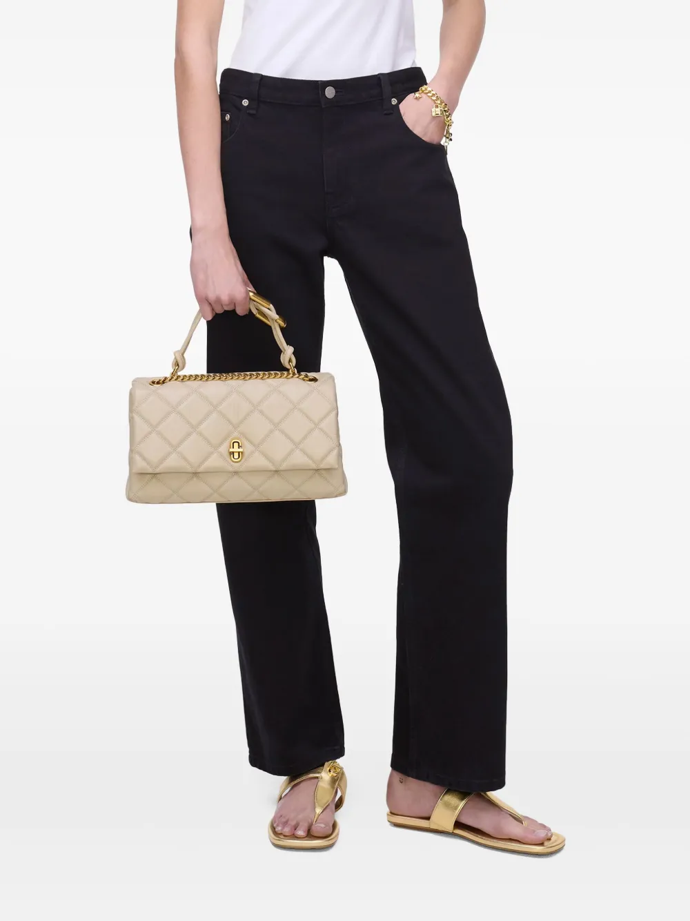 Marc Jacobs The Quilted Dual Convertible schoudertas Beige