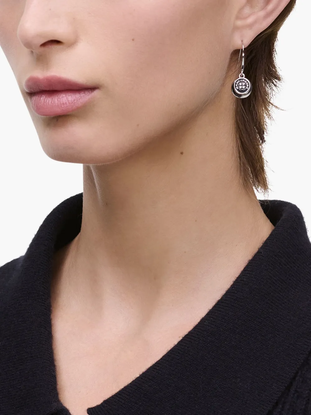 Marc Jacobs Button Drop Earrings In Silver