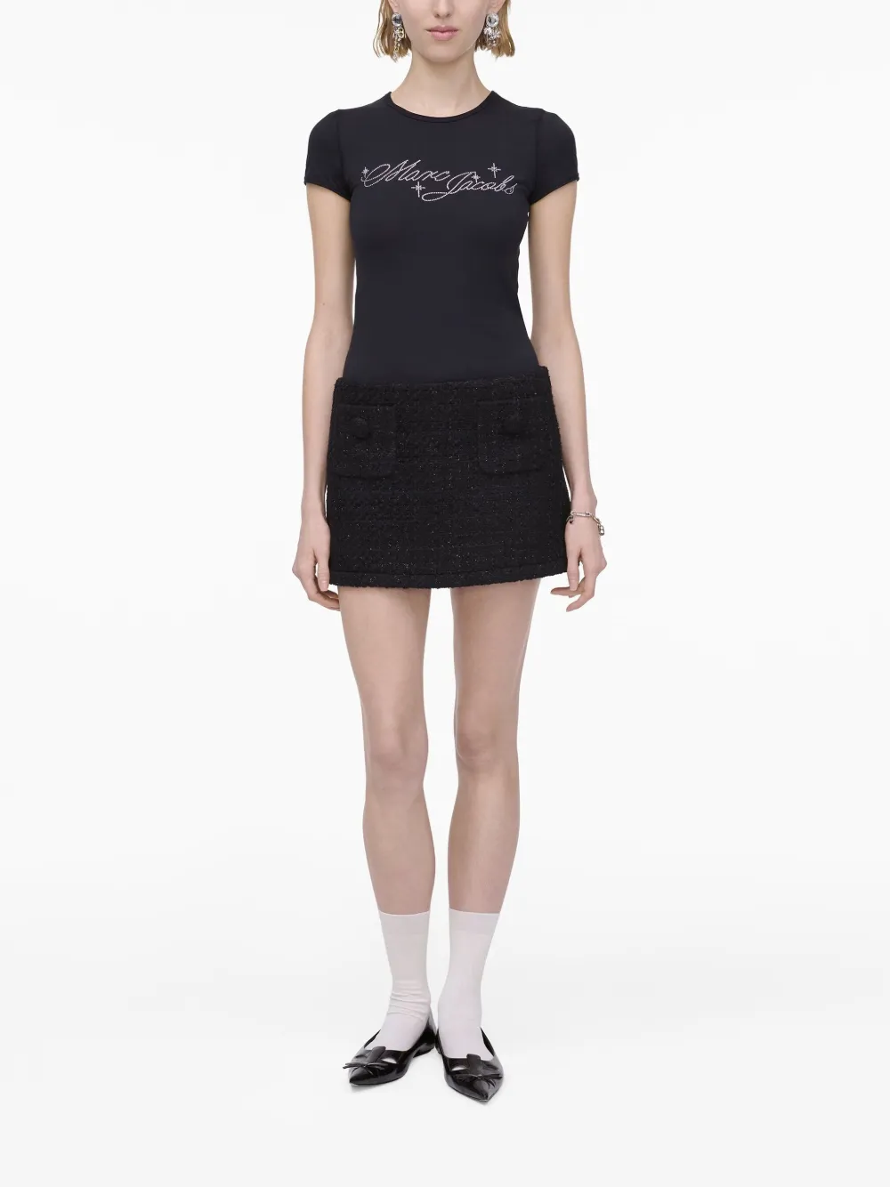 Marc Jacobs Tweed Mini Skirt In Black