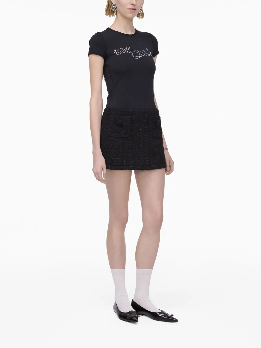 Marc Jacobs Tweed Mini Skirt In Black