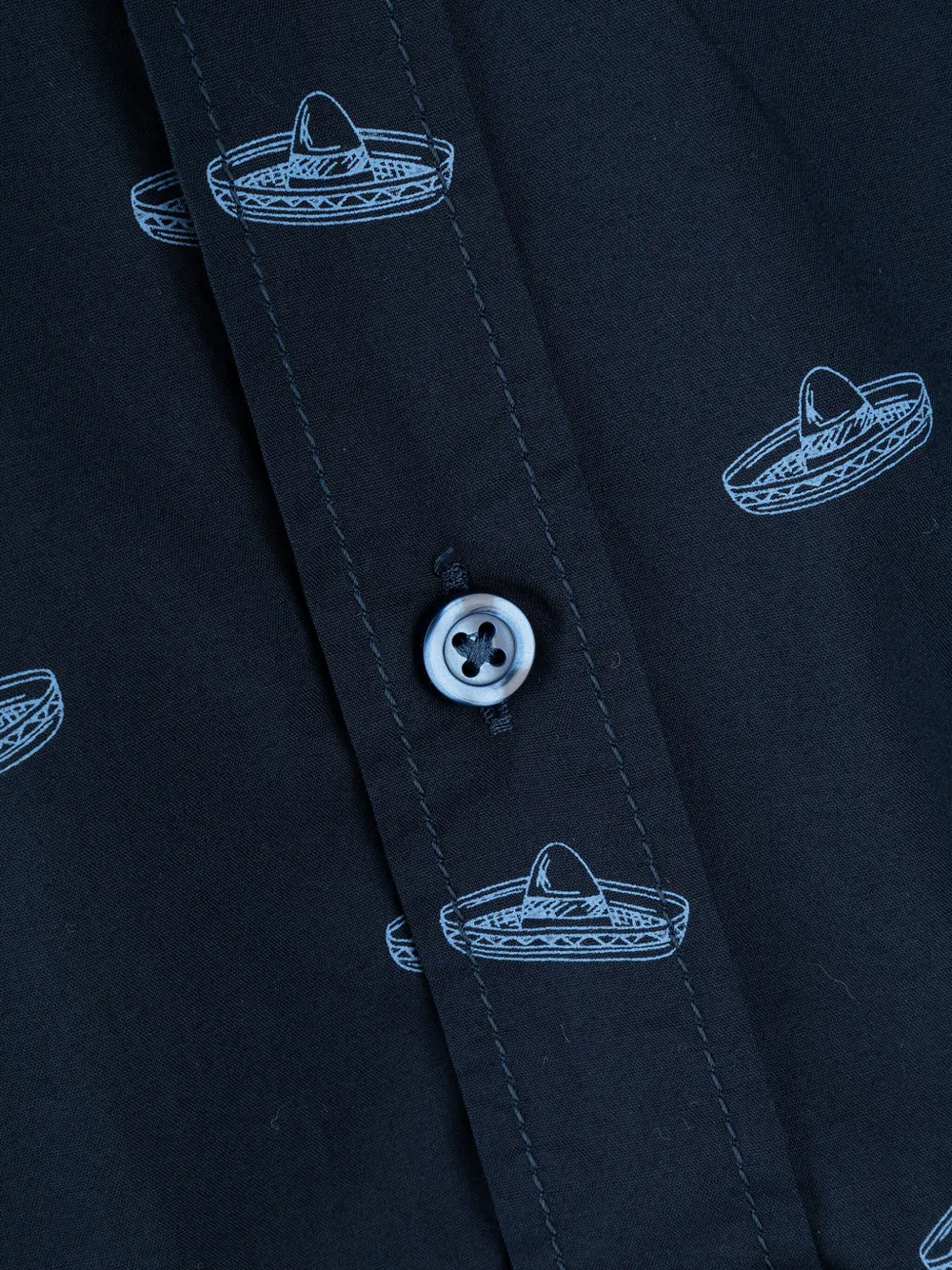 HUGO Katoenen overhemd met Sombrero-print Blauw