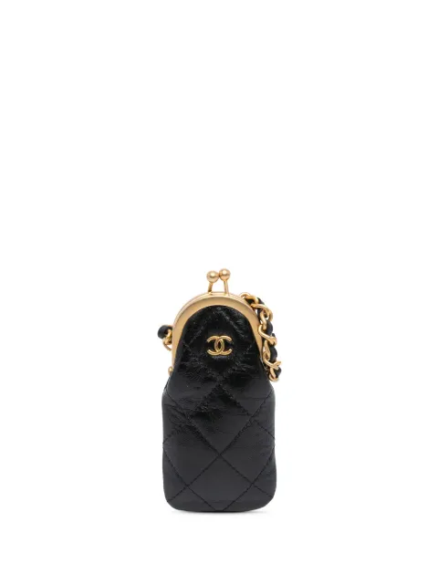 CHANEL Pre-Owned 2021-2024 CC Quilted Lambskin Lipstick Case on Chain crossbody bag