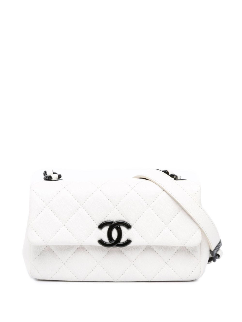 Pre-owned Chanel Quilted Caviar My Everything Flap 小号斜挎包（2020年典藏款） In White