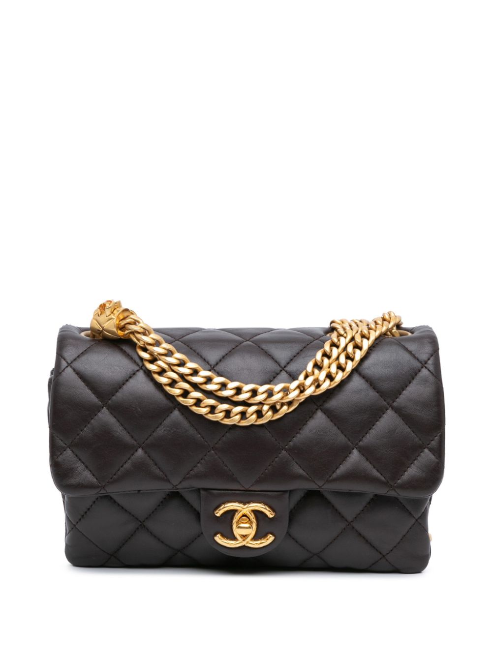 CHANEL Pre-Owned 2021-present Small Quilted Lambskin Pillow Crush Flap shoulder bag - Brown