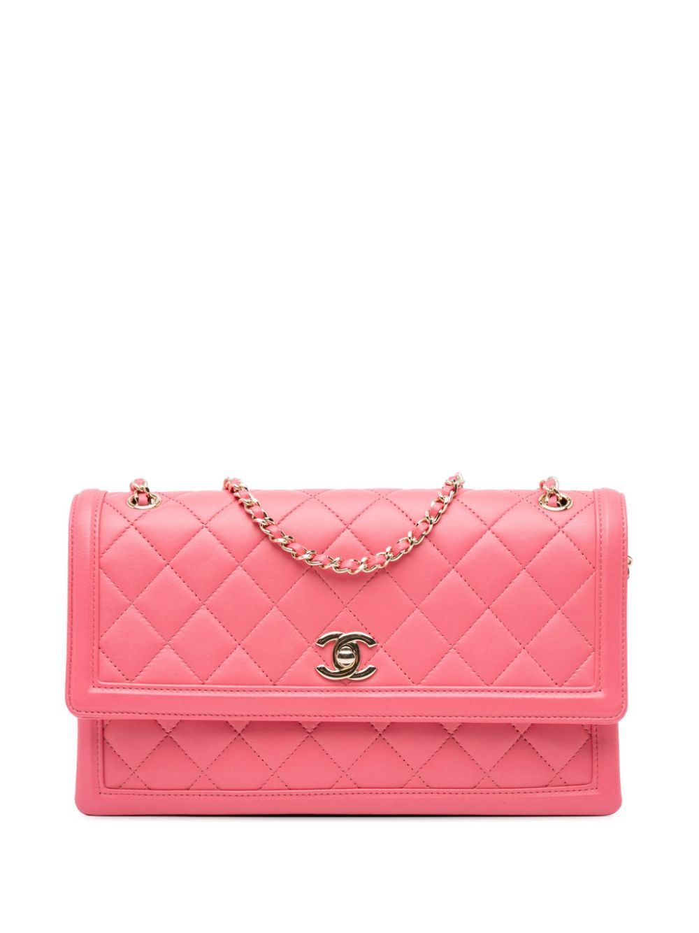 CHANEL Pre-Owned 2016-2017 Medium Quilted Lambskin 3 Compartment Flap shoulder bag - Pink