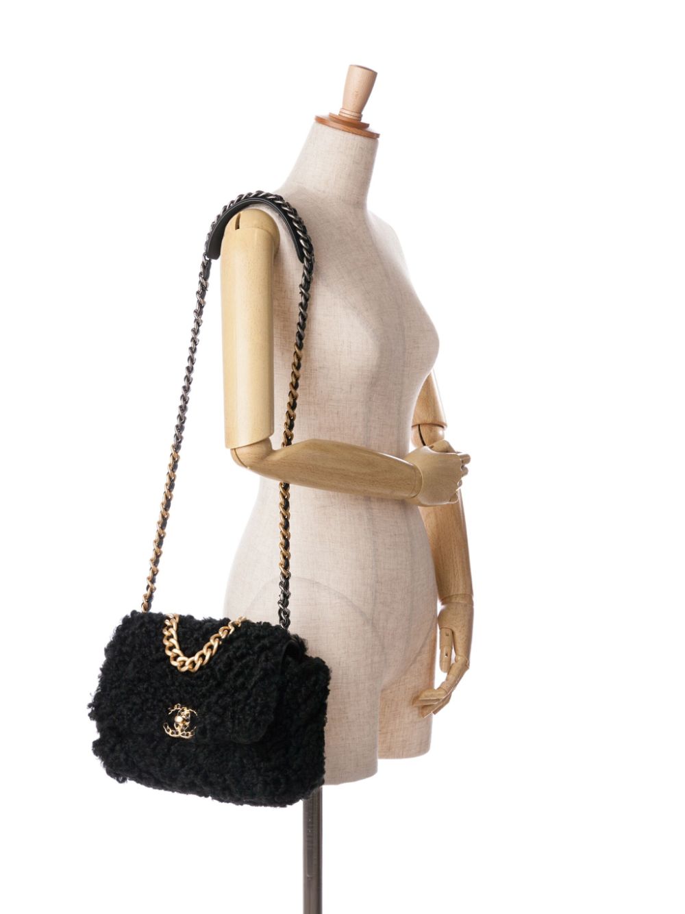 CHANEL Pre-Owned 2020 Medium Shearling 19 Flap satchel - Zwart