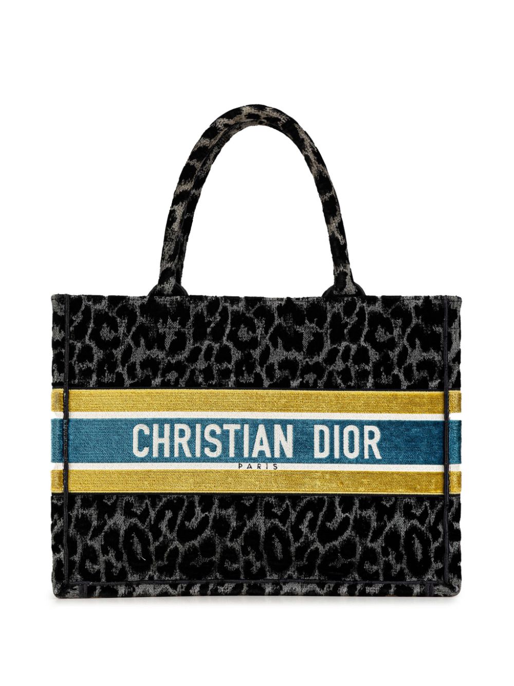 2021 Medium Embroidered Canvas Leopard Mizza Book tote bag