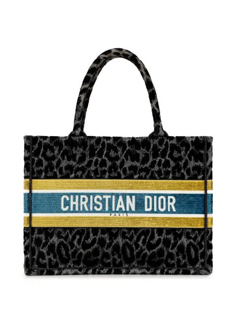 Christian Dior Pre-Owned 2021 Medium Embroidered Canvas Leopard Mizza Book tote bag