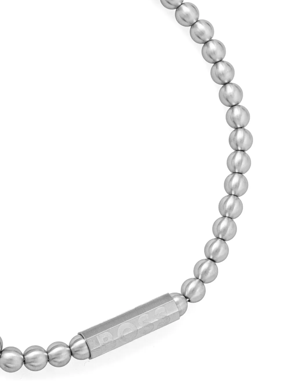 Hugo Boss Beaded Bar Necklace In Metallic