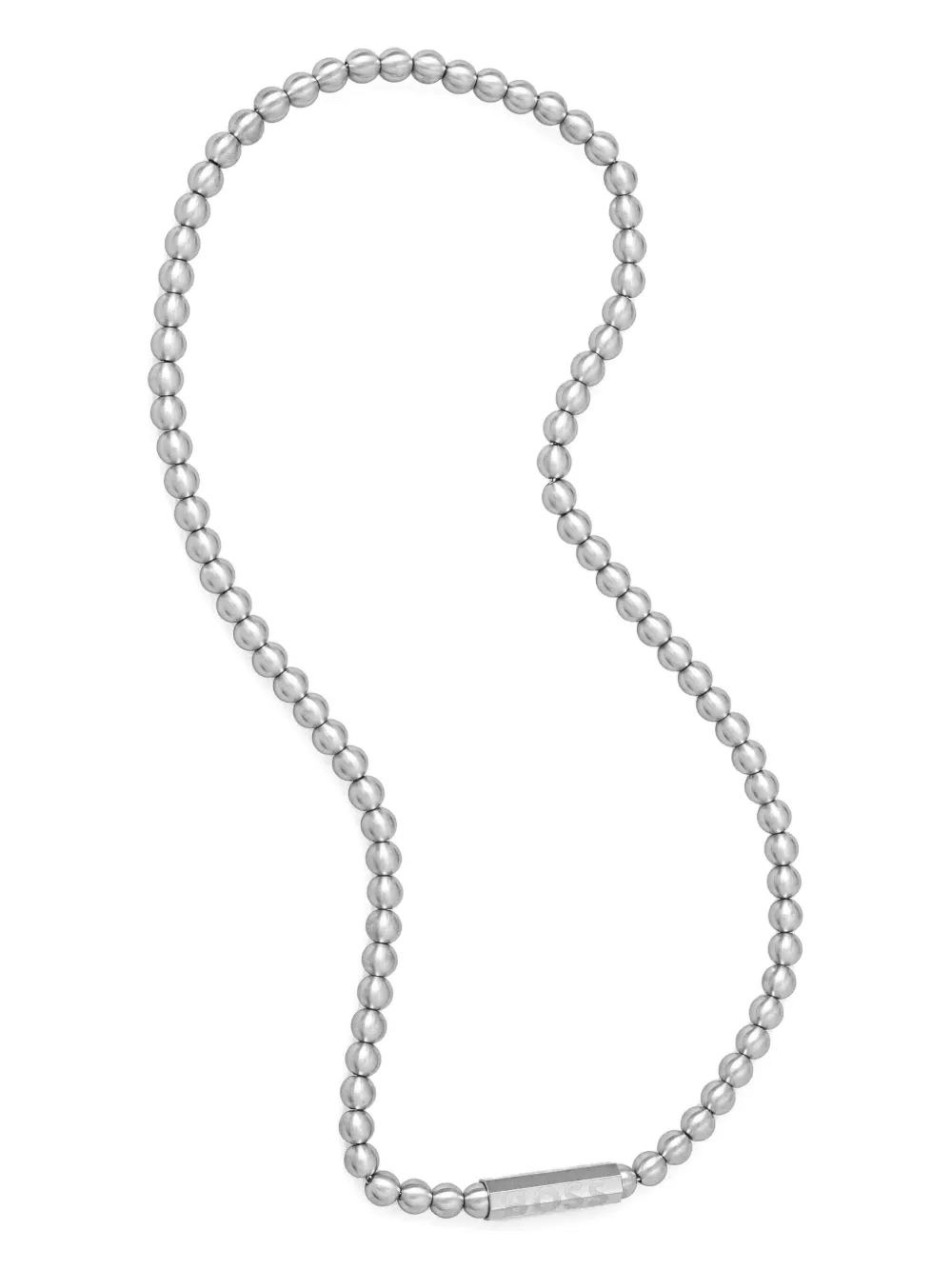 Hugo Boss Beaded Bar Necklace In Metallic