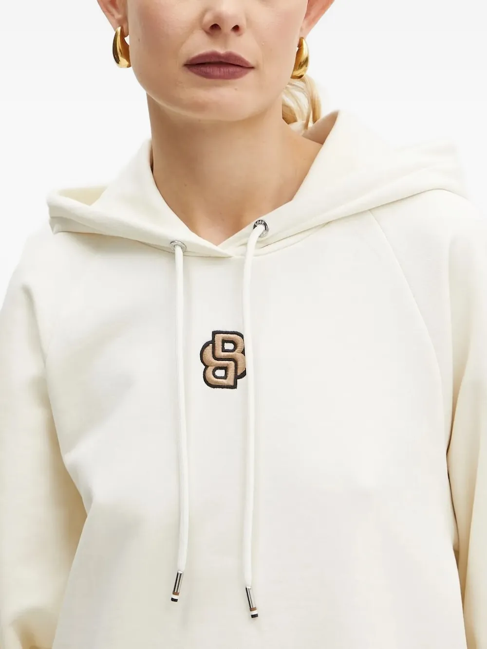 Hugo Boss Logo-embroidered Hoodie In White