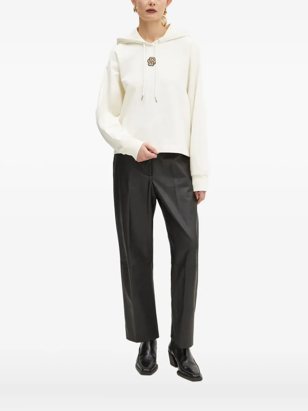 Hugo Boss Logo-embroidered Hoodie In White