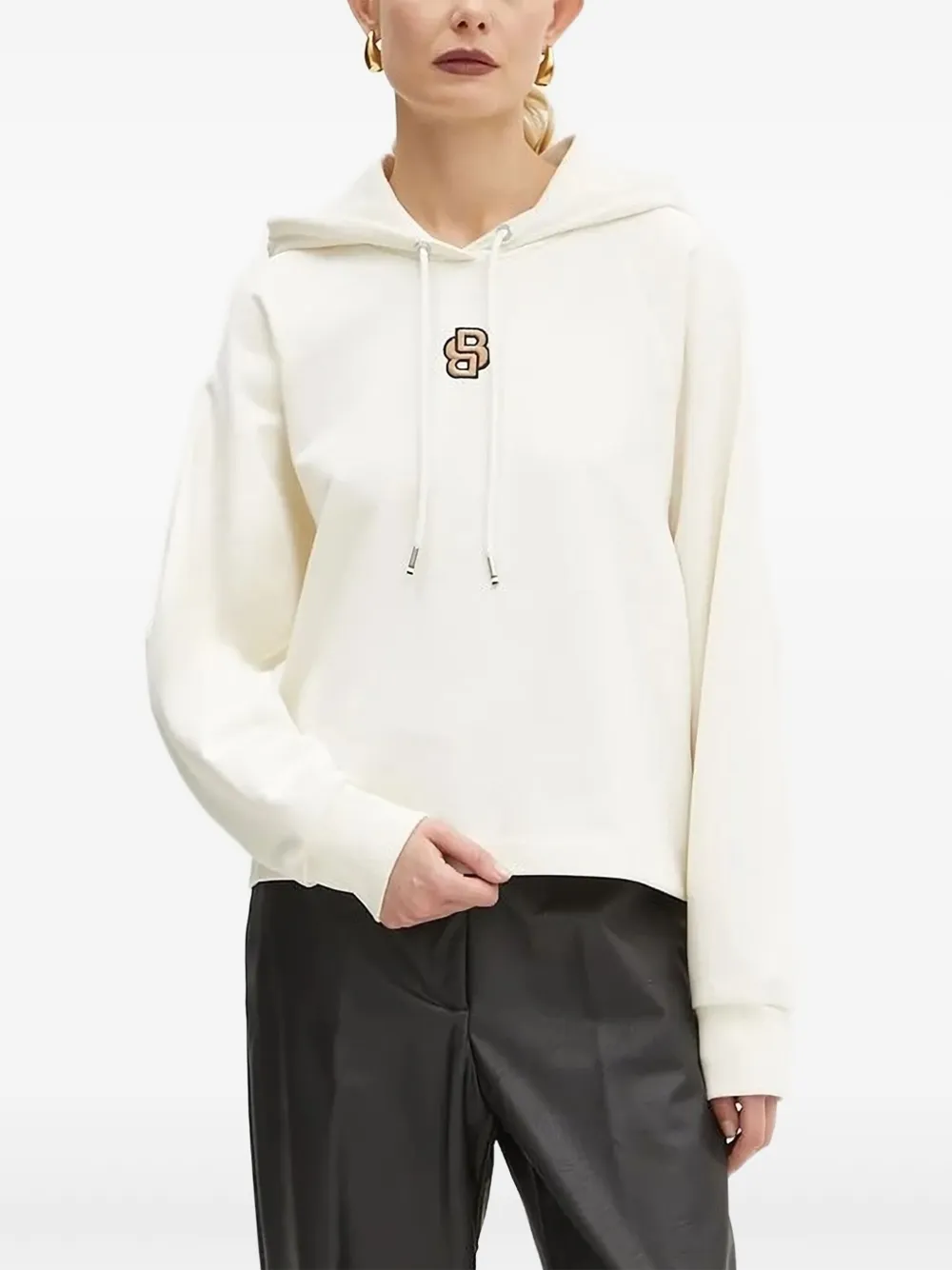 BOSS Hoodie met geborduurd logo Wit