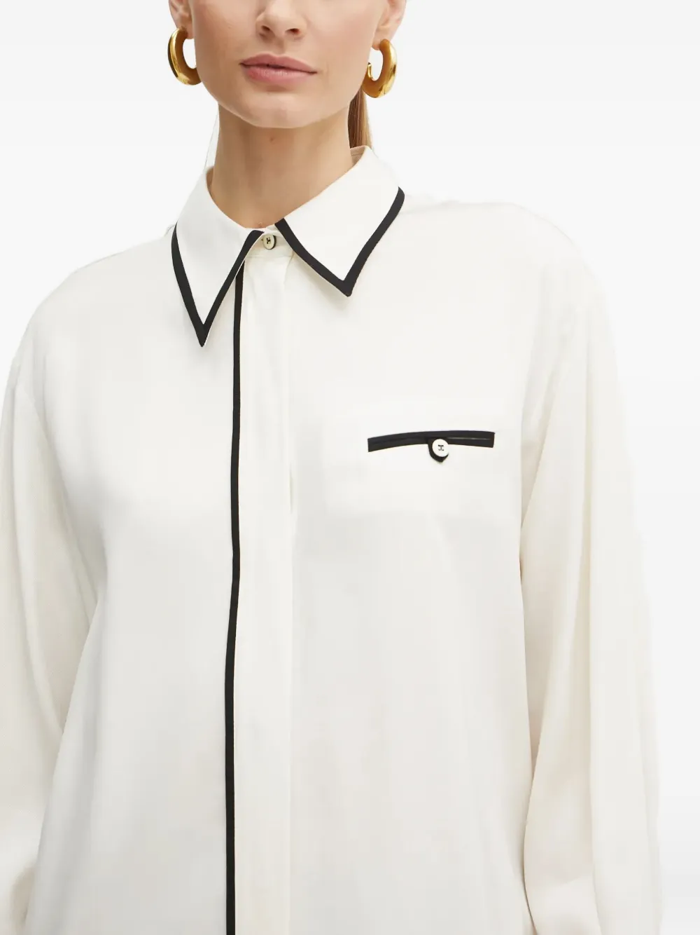 BOSS Blouse met afwerking Wit