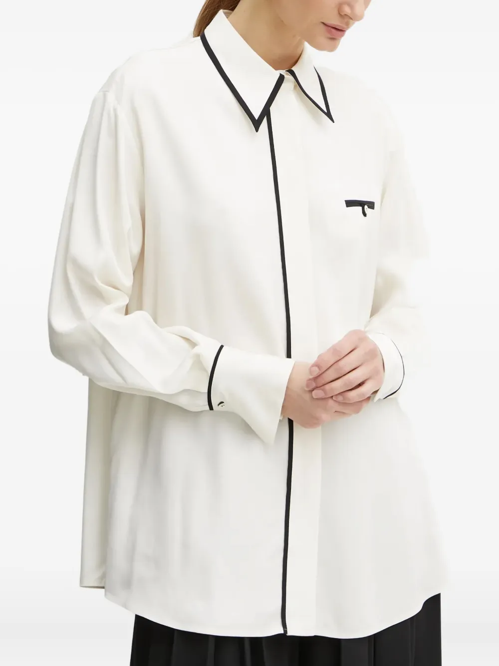 BOSS piped-trim shirt | White | Image 1