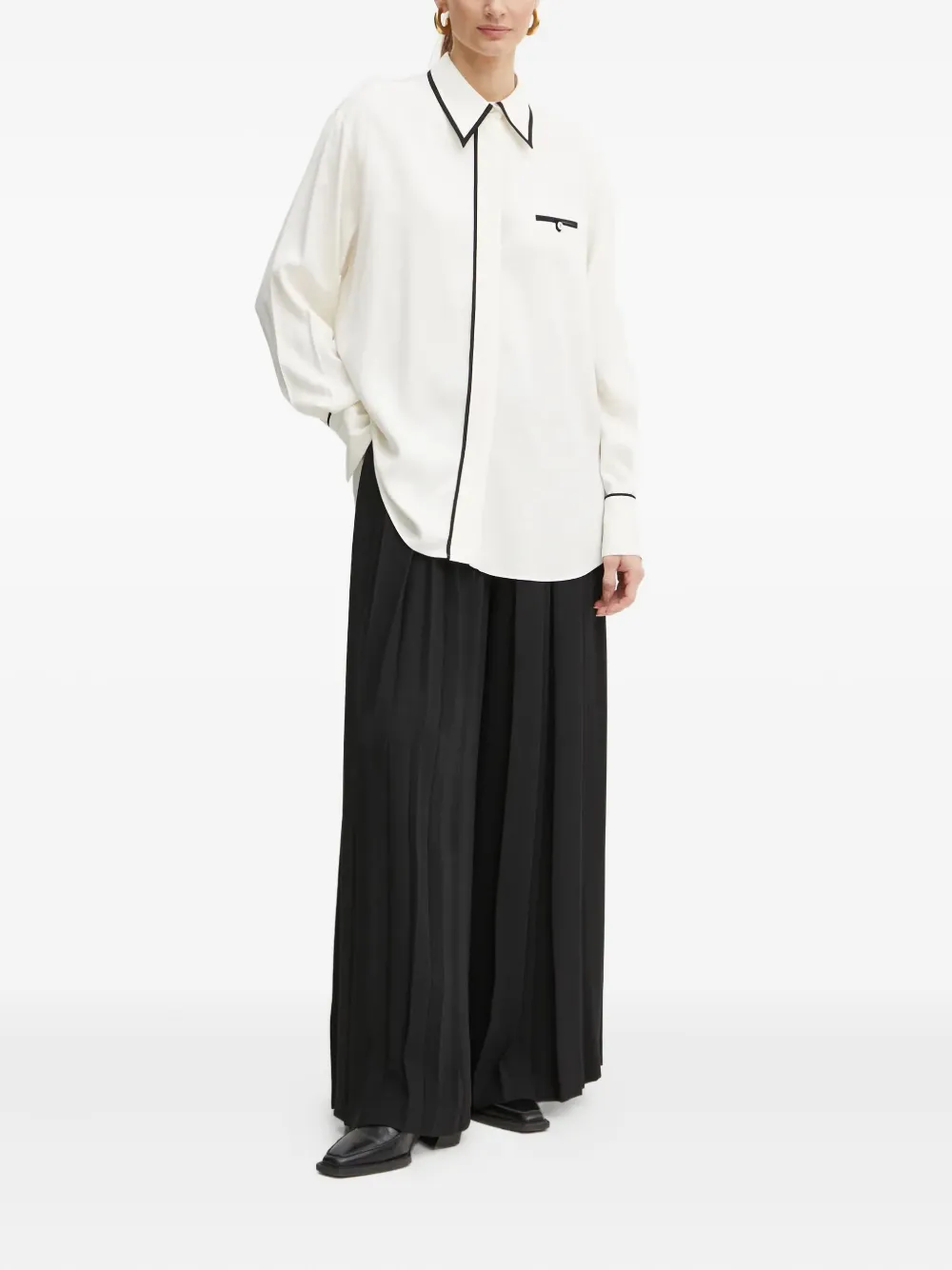 BOSS piped-trim shirt - Wit