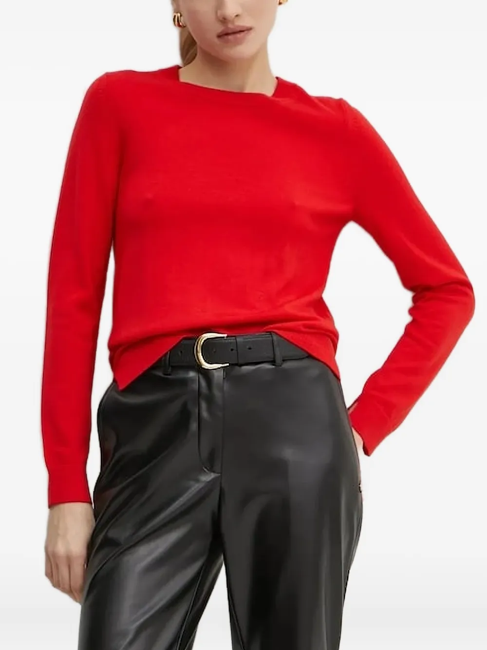 Hugo Boss Boss Merino Super Fine Sweater In Red Wool In Red