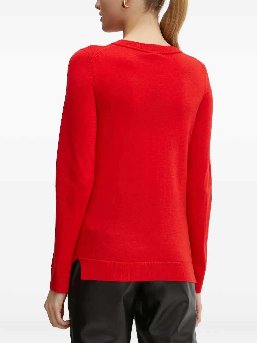 Hugo Boss Boss Merino Super Fine Sweater In Red Wool In Red