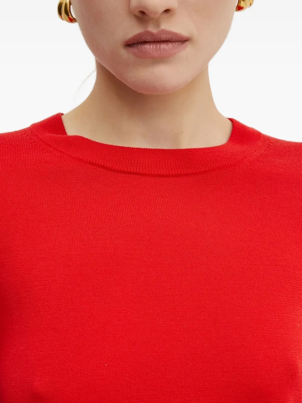 Hugo Boss Boss Merino Super Fine Sweater In Red Wool In Red