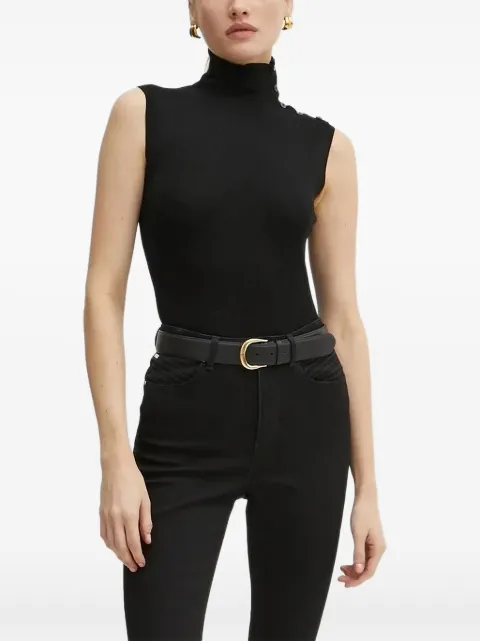 BOSS ribbed high-neck sleeveless top