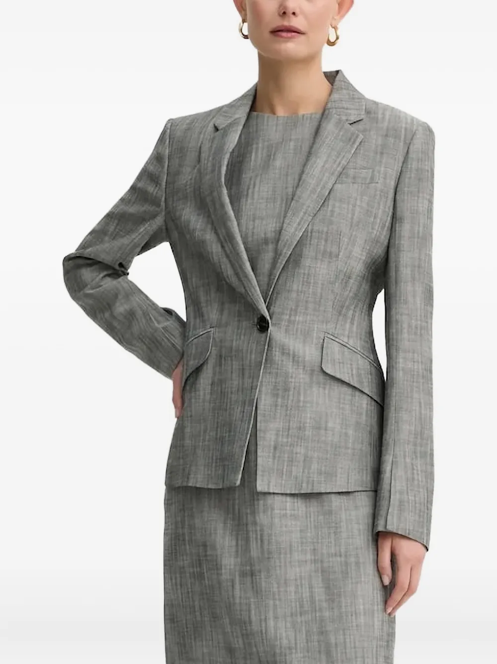 Hugo Boss Single-button Textured Top In Gray