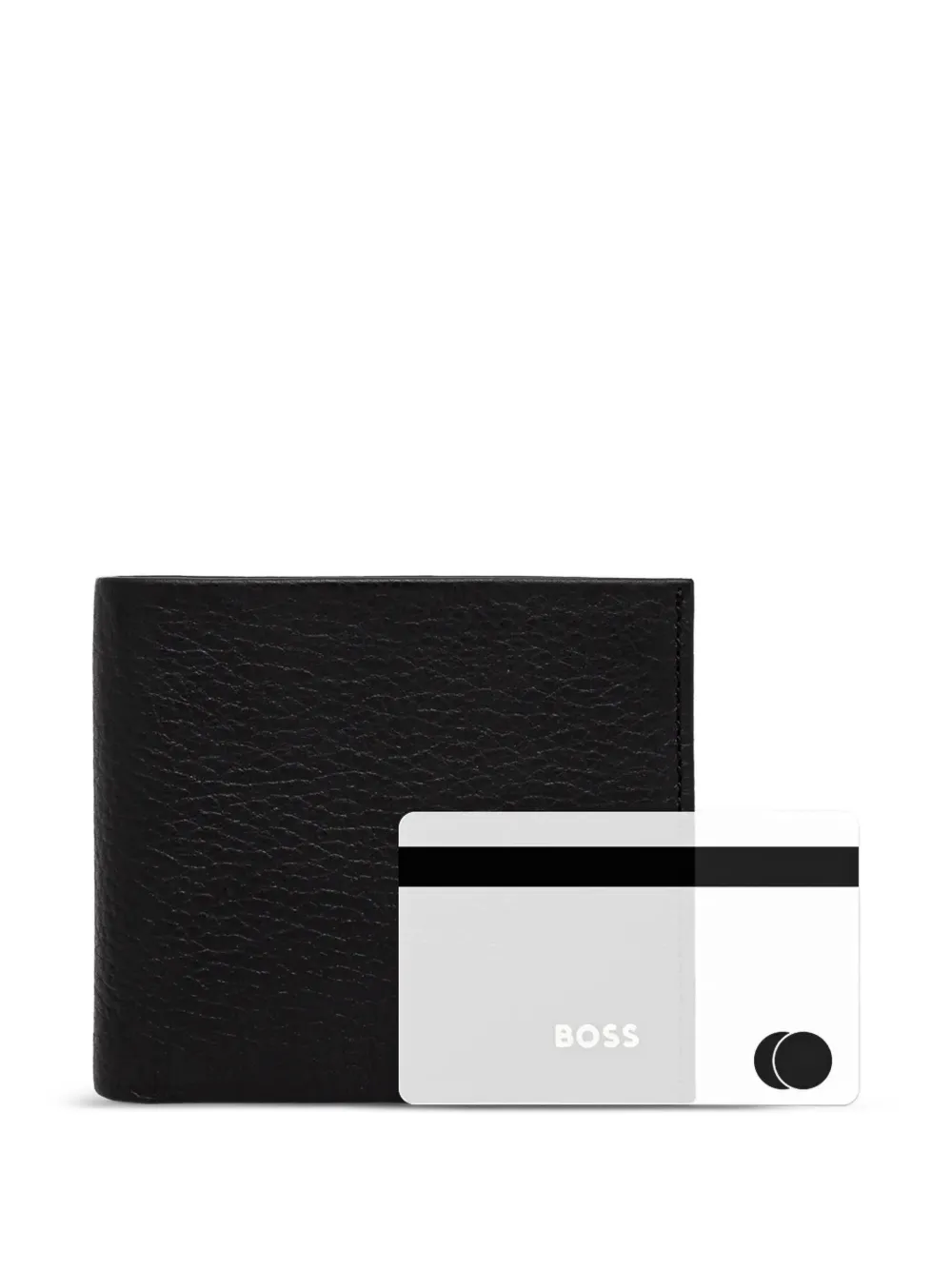 BOSS Leren portemonnee Zwart