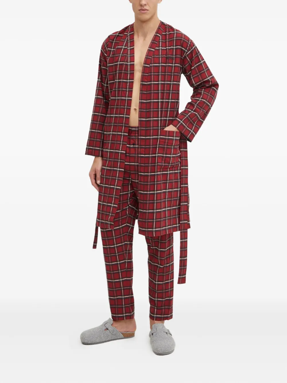 BOSS checked dressing gown | Red | Image 1