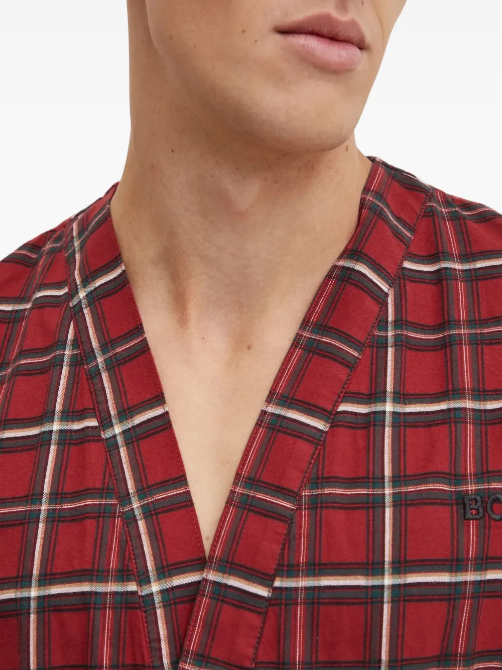 BOSS Geruite badjas Rood