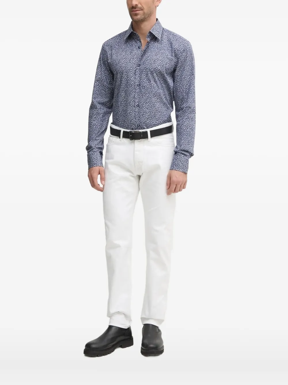 BOSS abstract-print shirt | Blue | Image 1