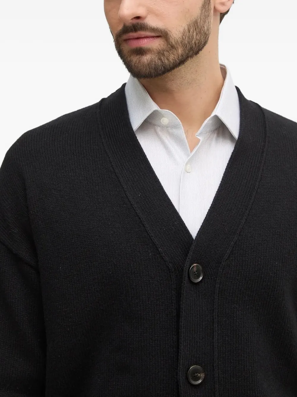 Hugo Boss V-neck Cardigan In Black