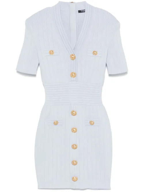 Robe courte en maille à boutons décoratifs - Balmain - Modalova