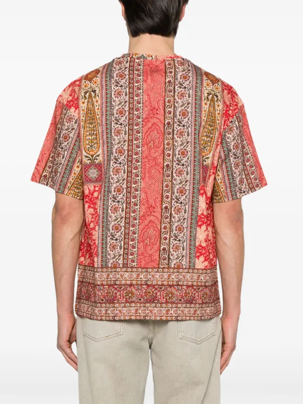 【ETORO】T-shirt men Etro エスニック柄Tシャツ ETRO mix-print T-shirt | Red | FARFETCH