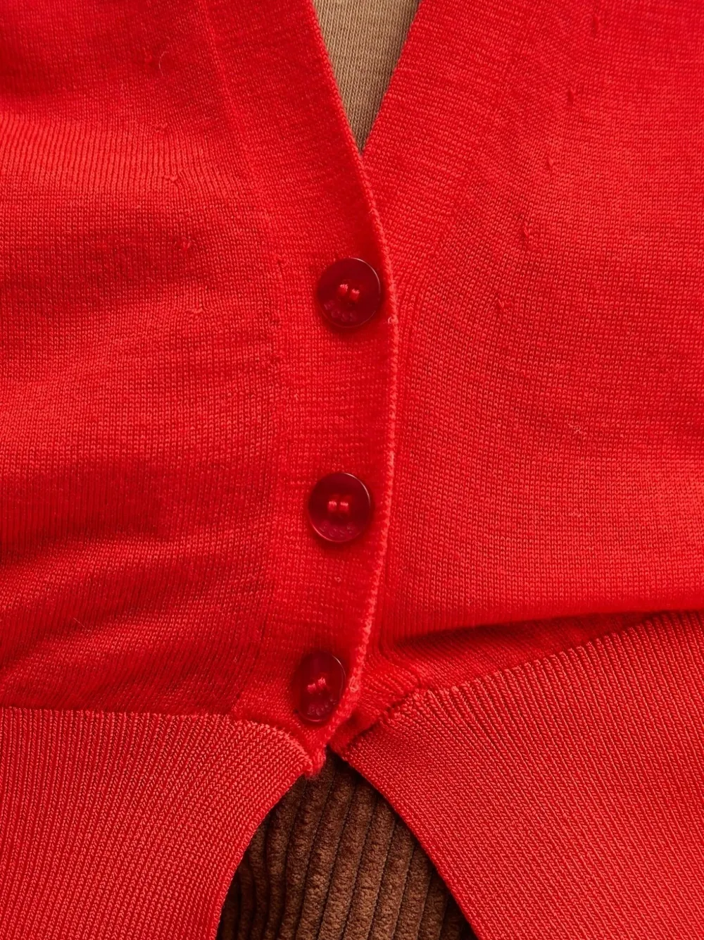 Hugo Boss V-neck Knitted Cardigan In Virgin Wool In Red