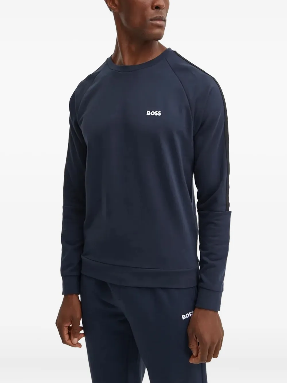 BOSS panelled logo jumpsuit - Blauw
