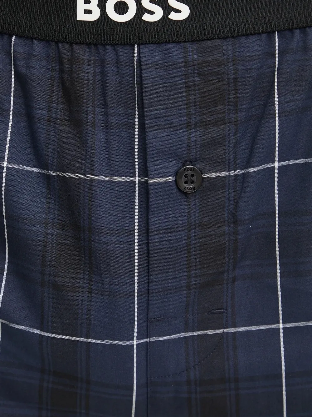 BOSS Geruite pyjama met streepdetail Zwart