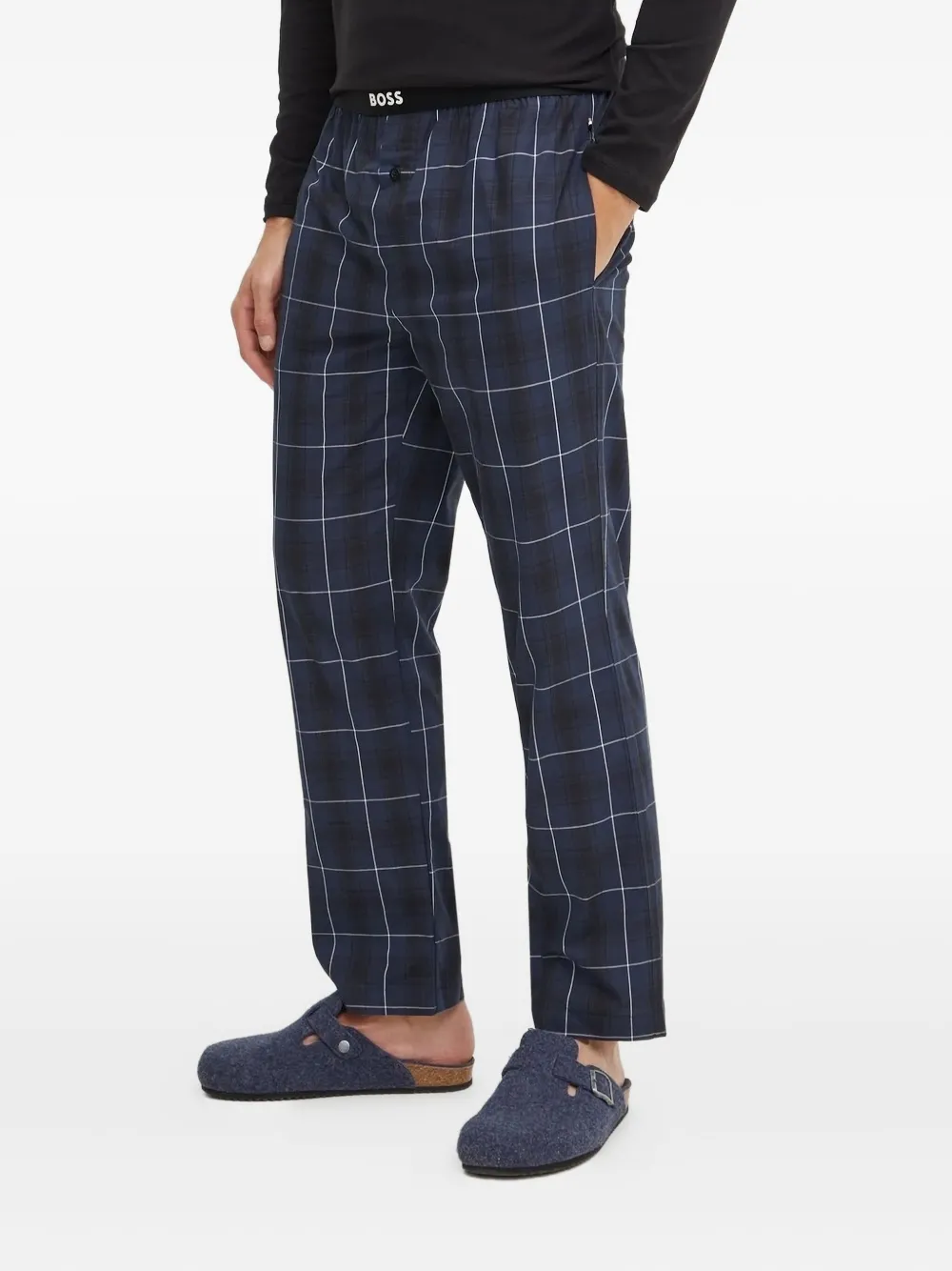 BOSS stripe-detail checked-pattern pyjama set Zwart