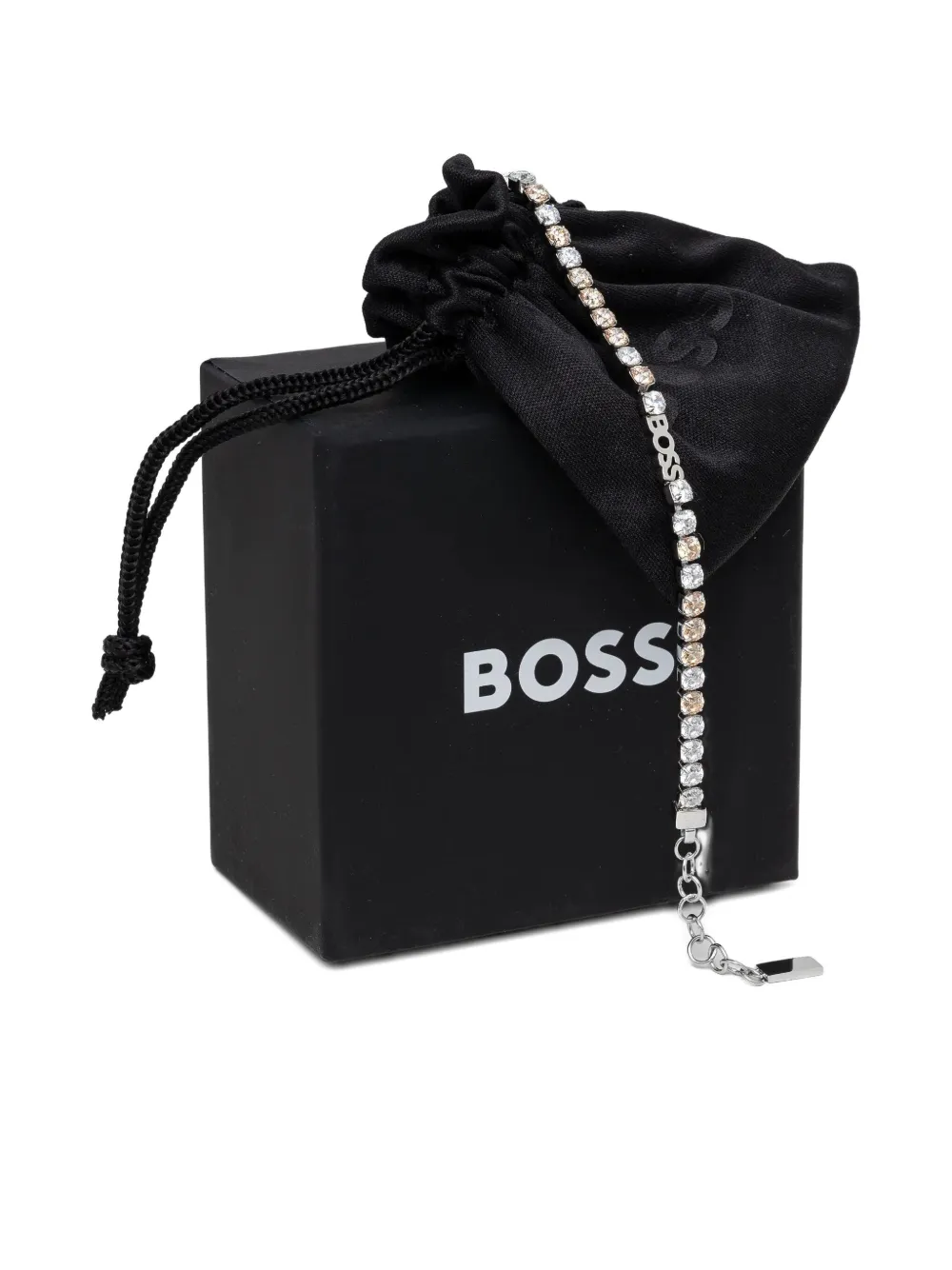Hugo Boss Crystal-embellished Tennis Bracelet In Metallic