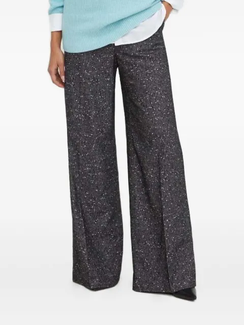 BOSS speckled-pattern wide-leg trousers