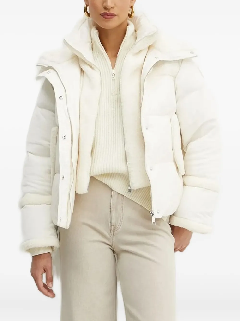 BOSS hooded puffer jacket Wit
