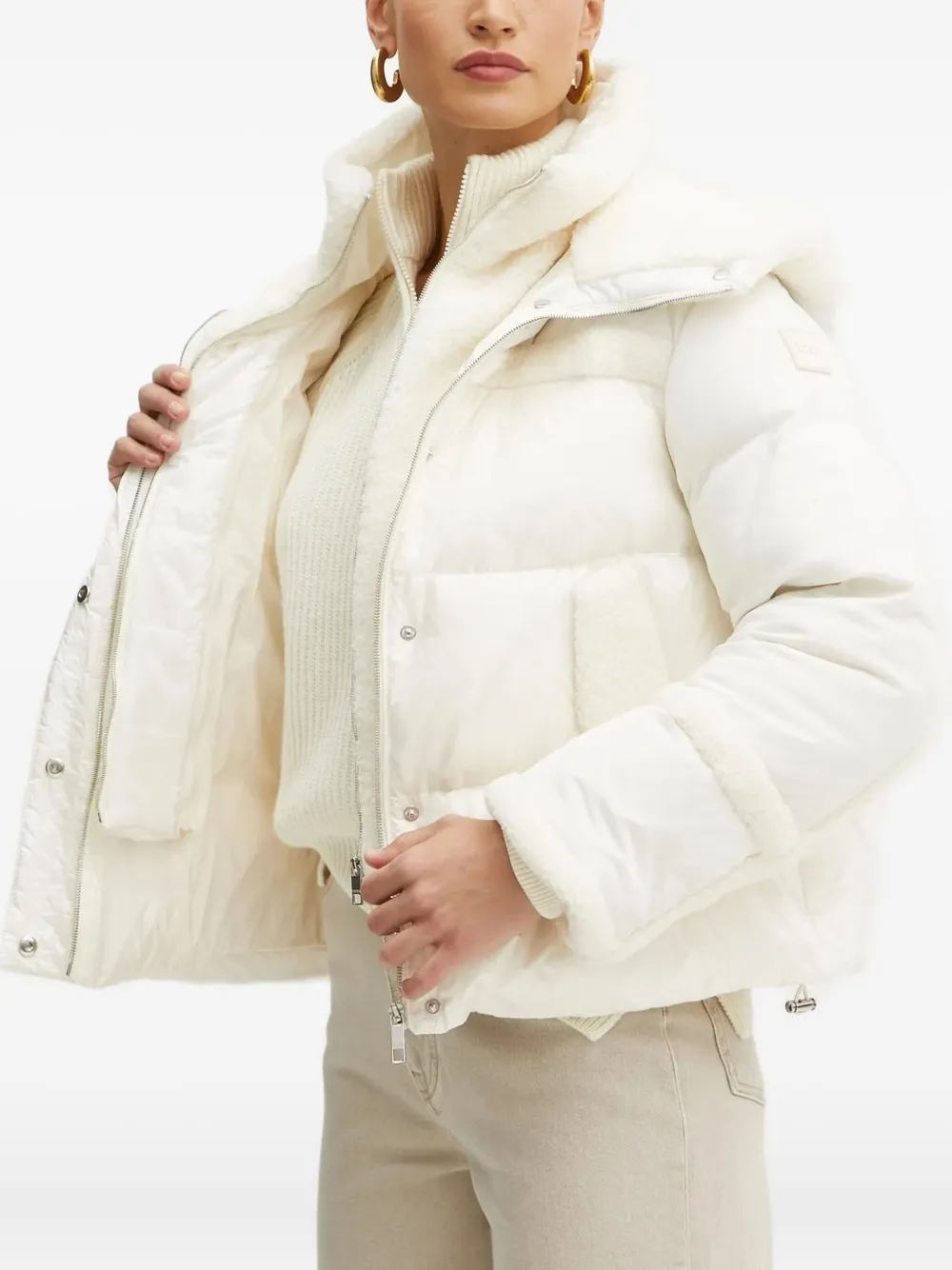 BOSS hooded puffer jacket Wit