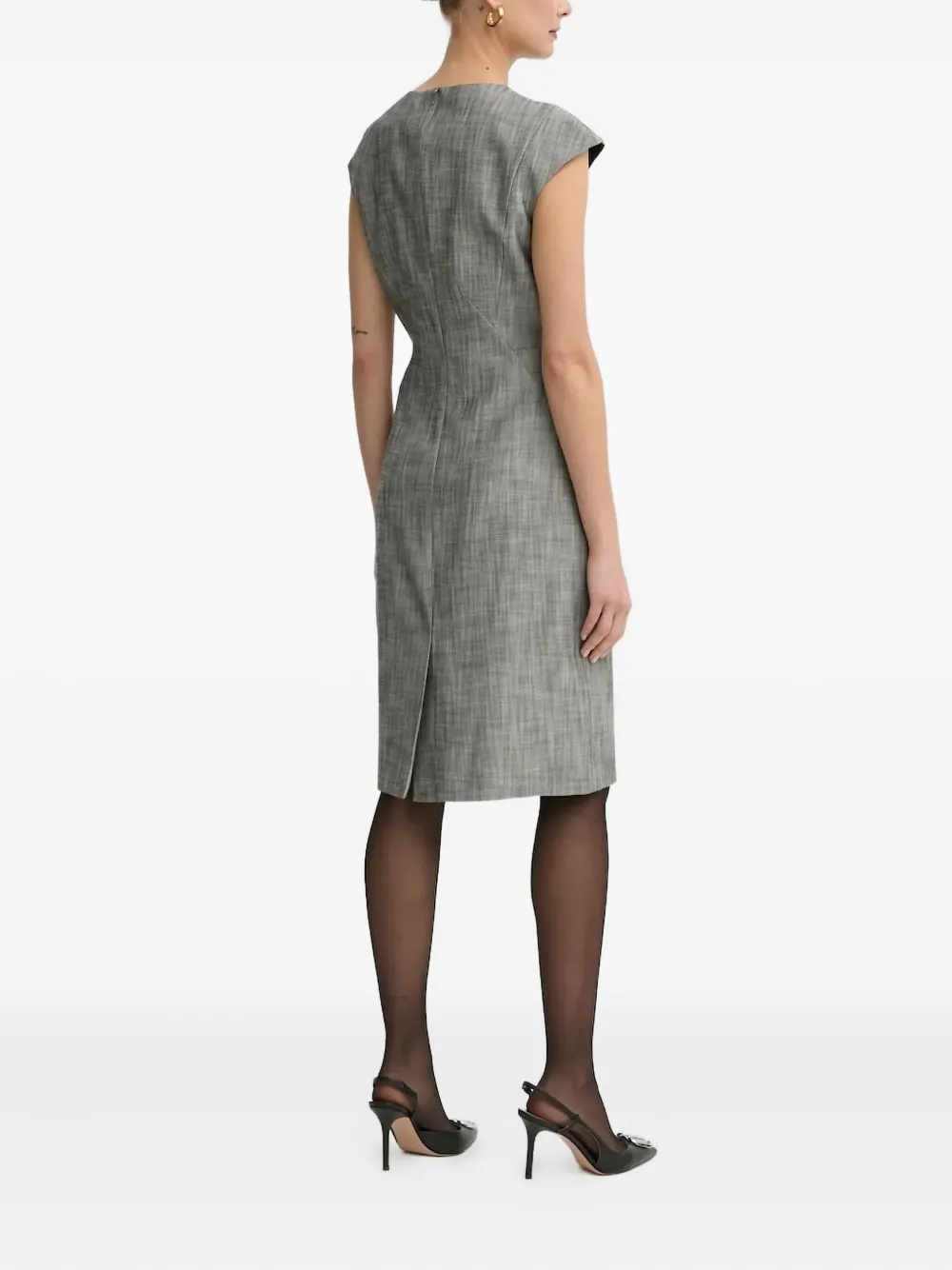 BOSS cap-sleeve midi dress - Grijs