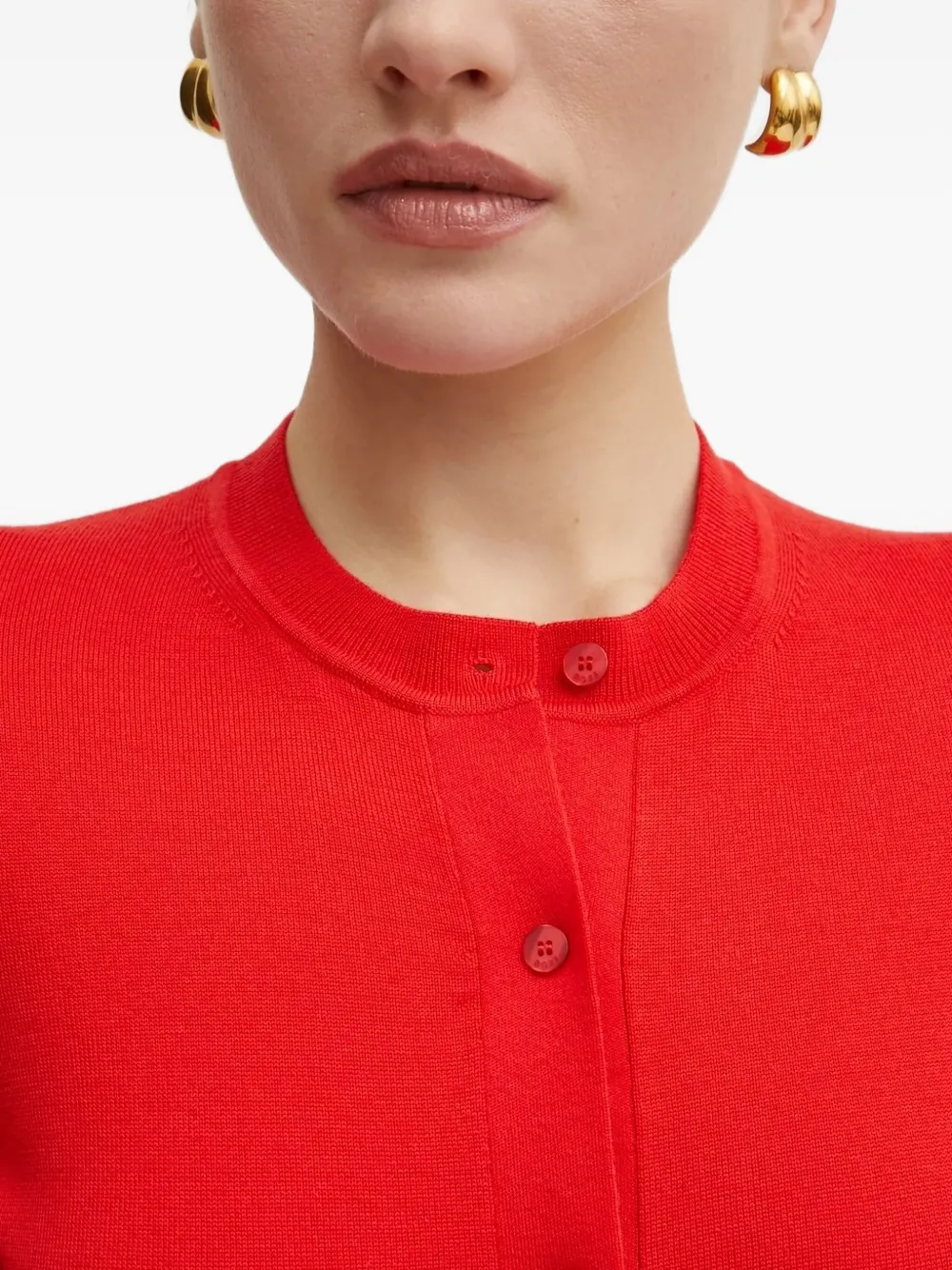Hugo Boss Round-neck Buttoned Cardigan In Red