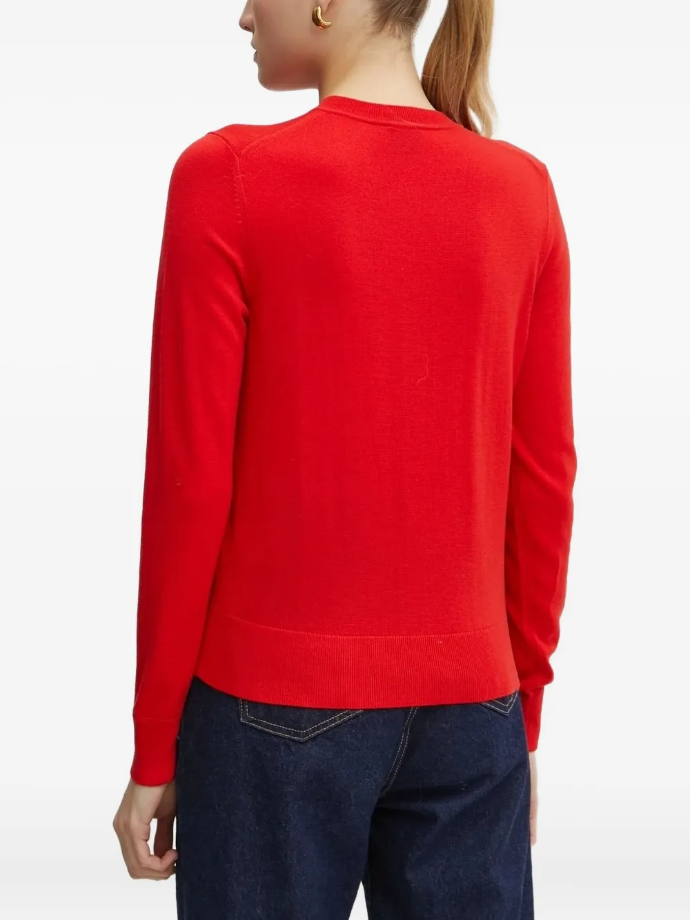 Hugo Boss Round-neck Buttoned Cardigan In Red