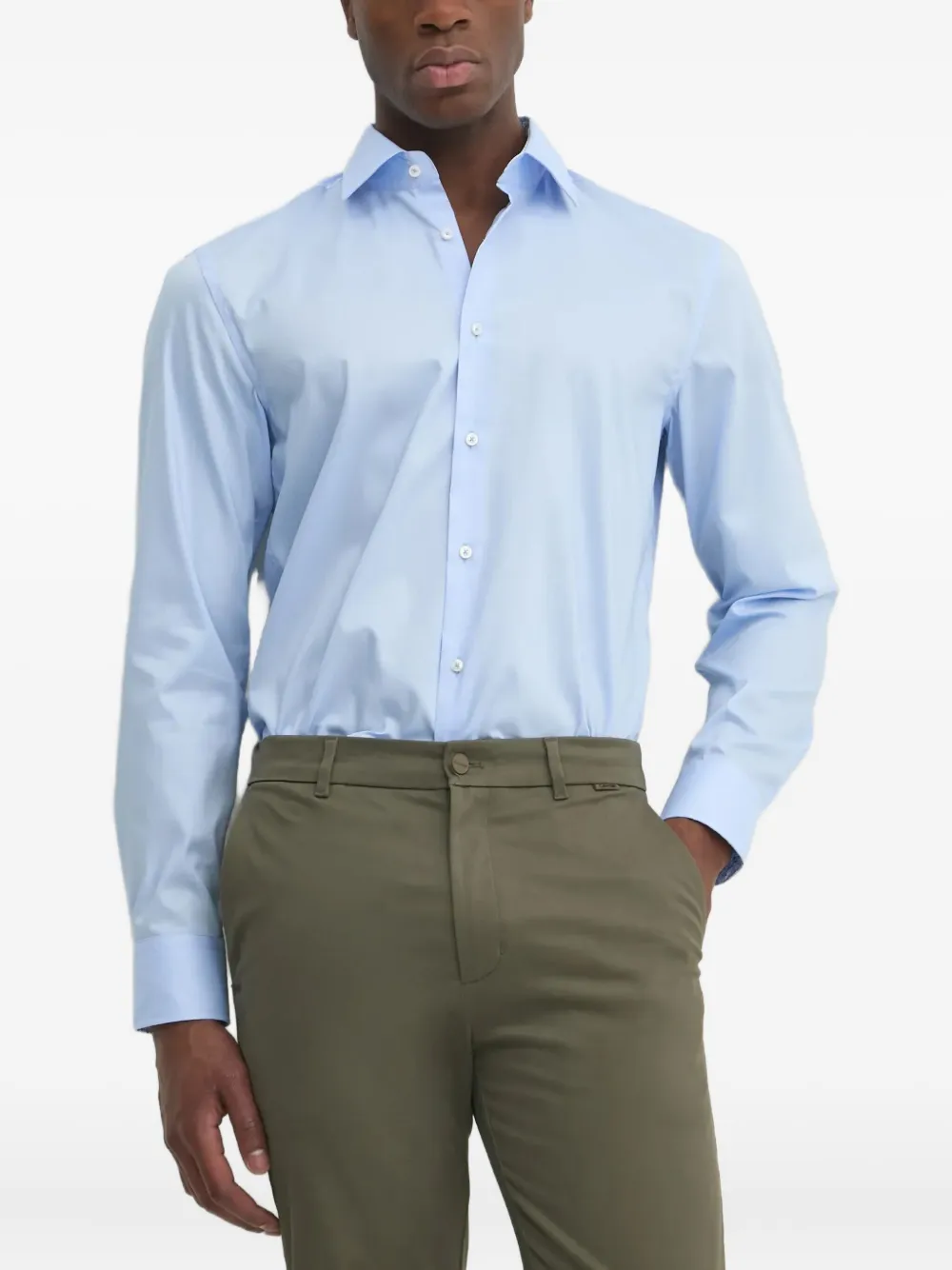 BOSS long-sleeve cotton shirt | Blue | Image 1