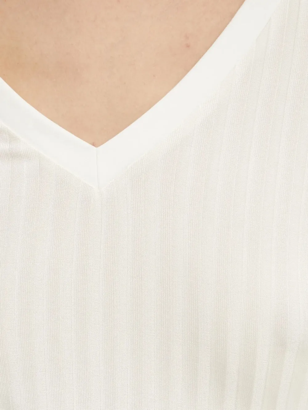 Hugo Boss Ribbed V-neck Top In White