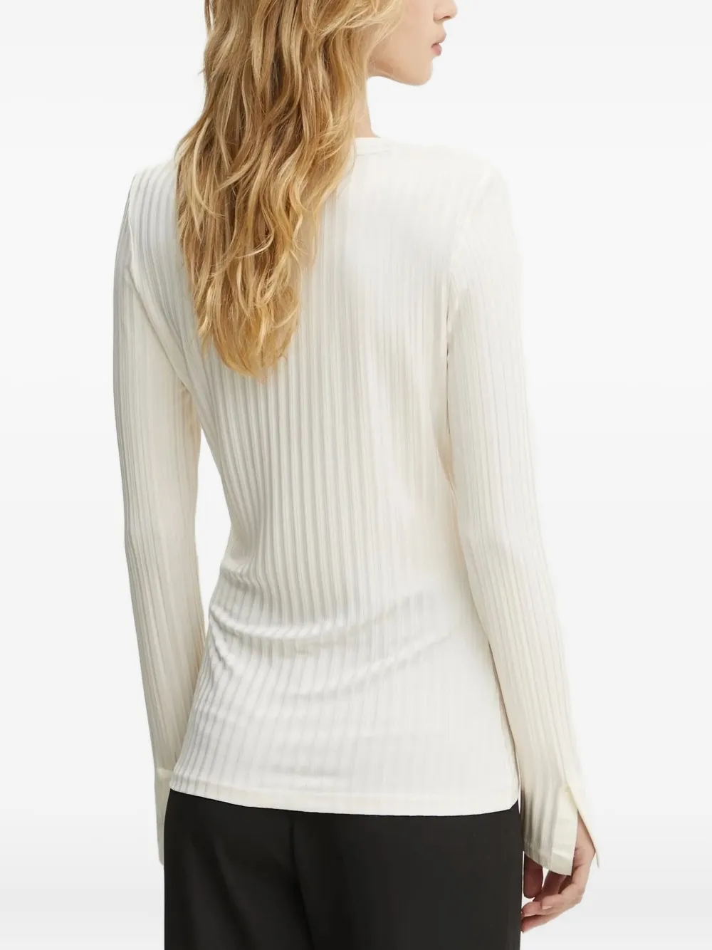 Hugo Boss Ribbed V-neck Top In White