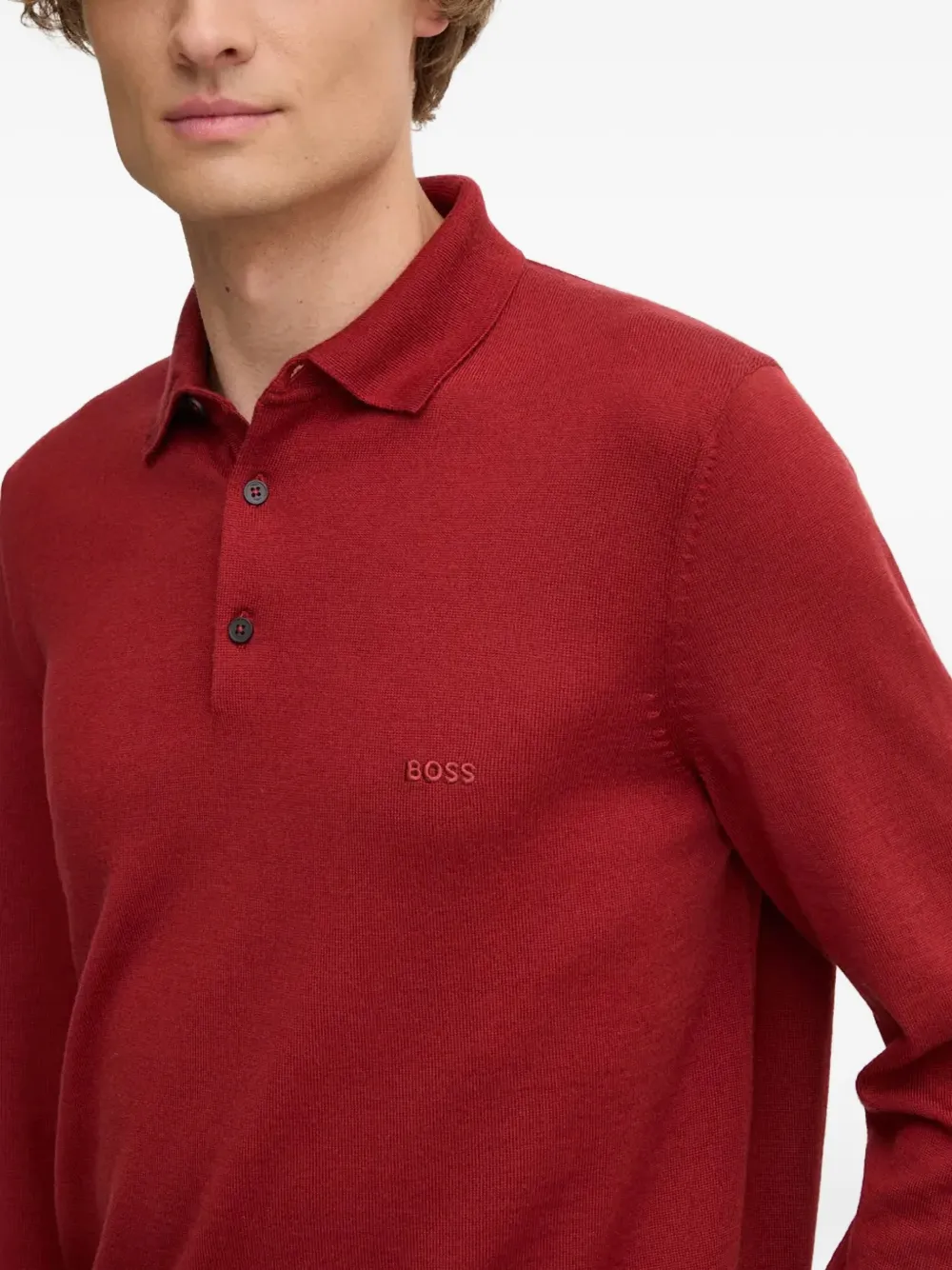 BOSS Trui met polokraag en lange mouwen Rood