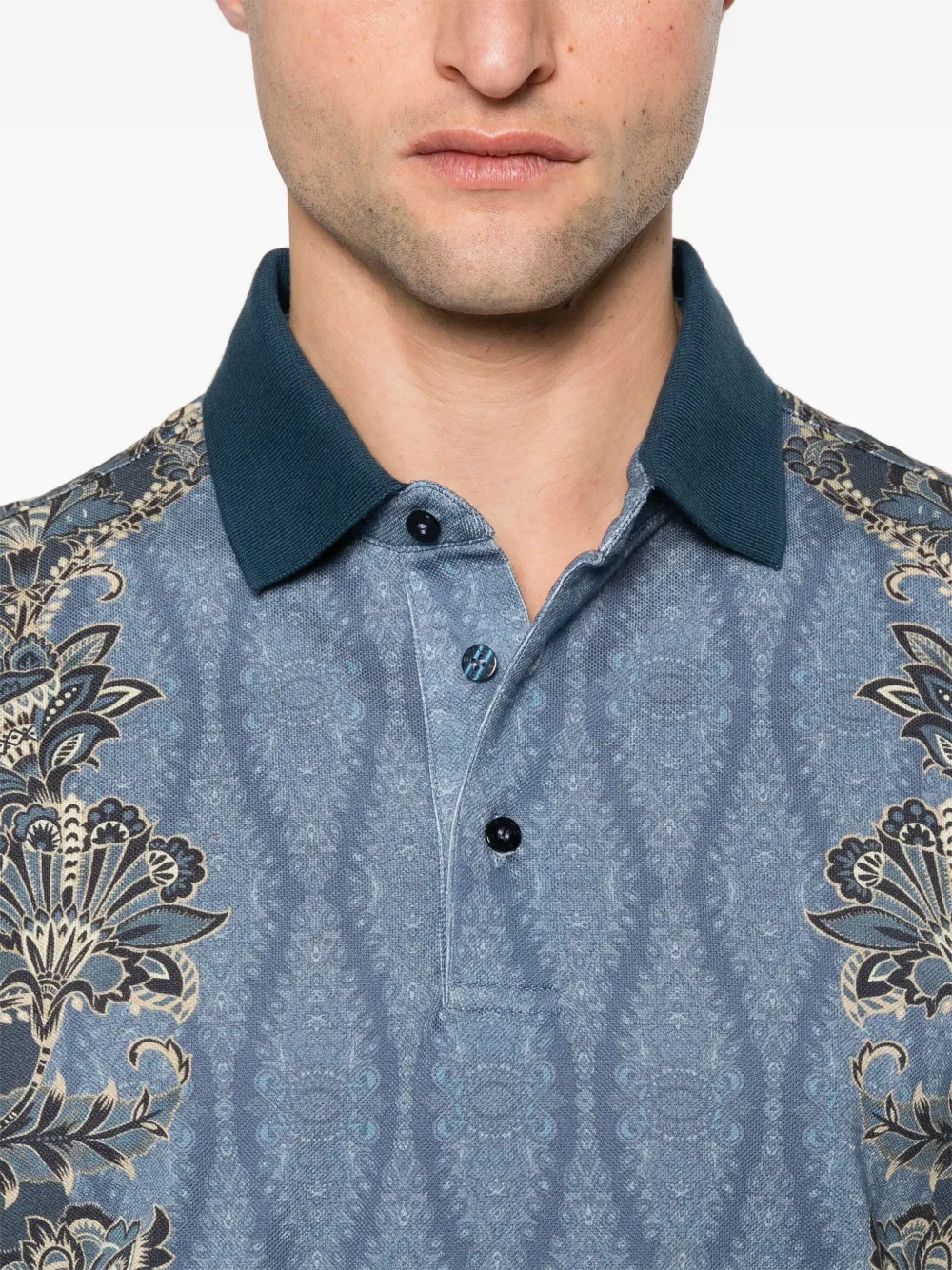ETRO Poloshirt met paisley-print Blauw
