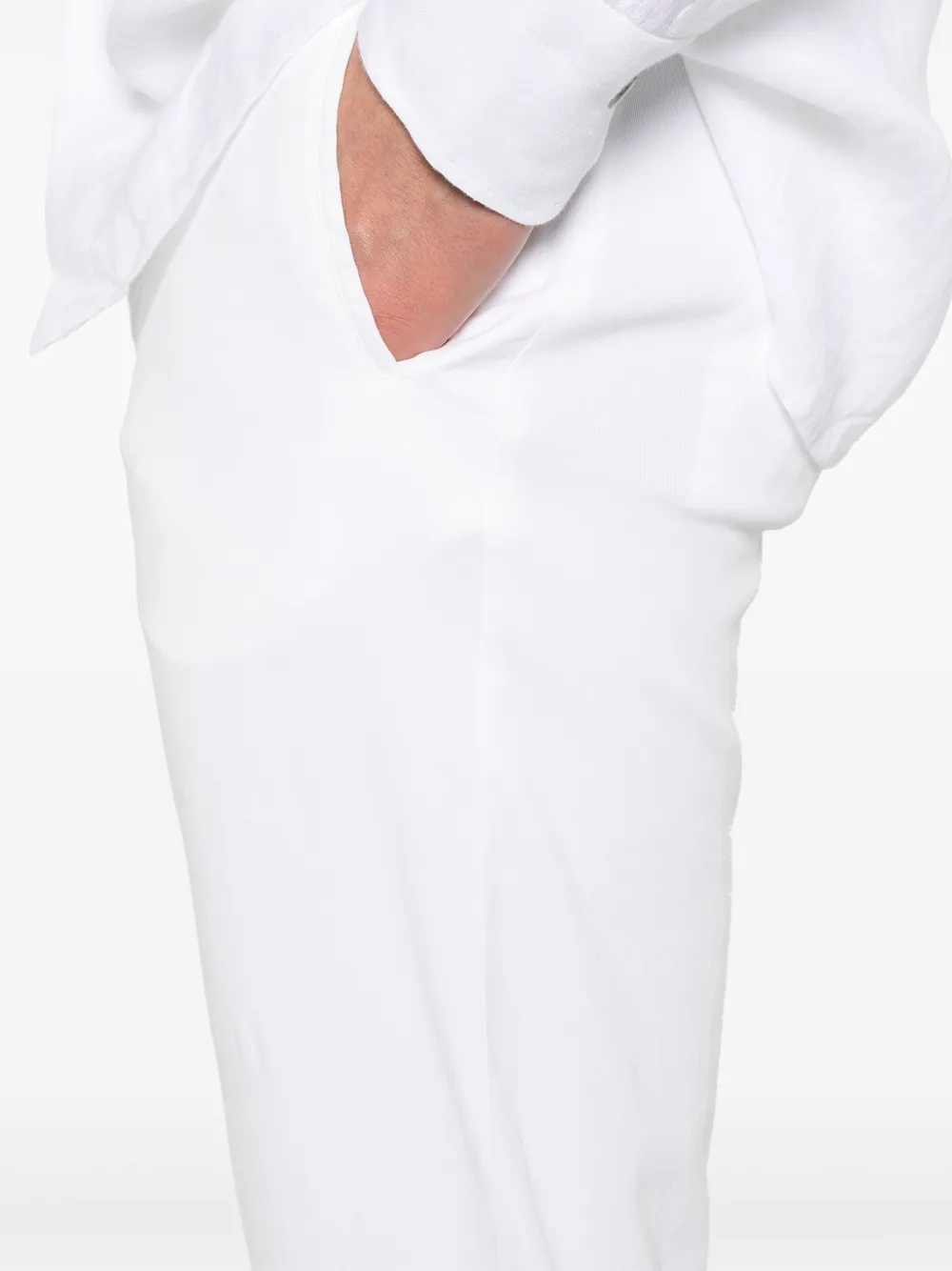 Shop Kiton Tapered Trousers In White
